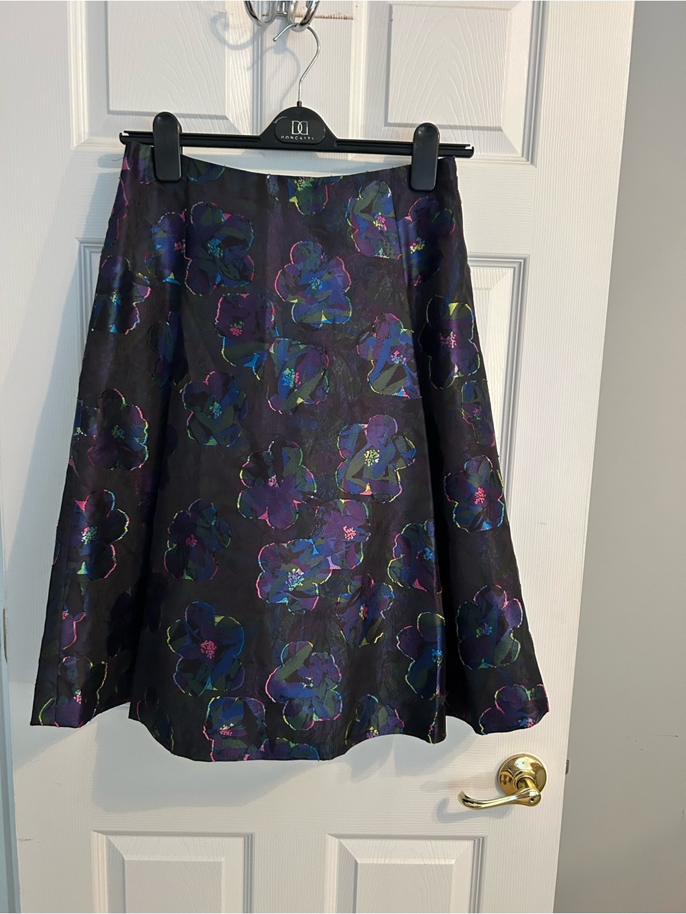 kate spade Black Midi Skirt with Purple & Blue Floral Print - Picture 2 of 13